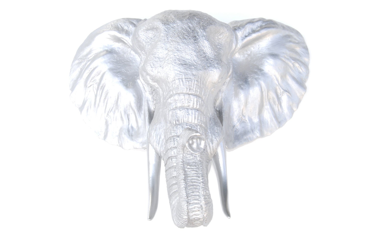 Faux Taxidermy Silver Elephant Wall Mount Elephant Head