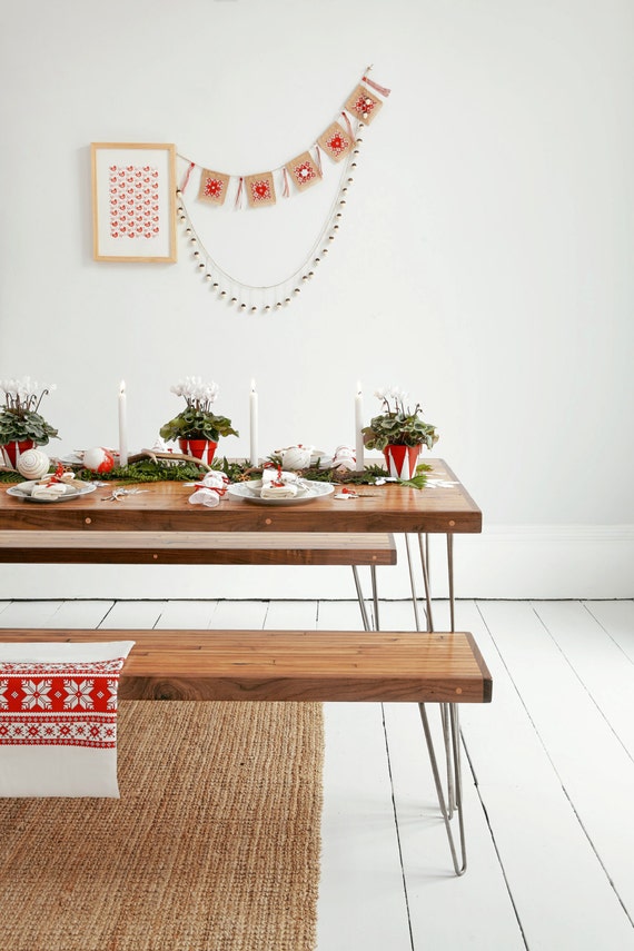 Dining Set - Reclaimed Oak Table and Matching Bench