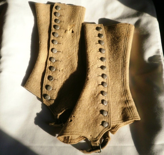 Vintage Victorian Long Wool Spats by antiquario on Etsy