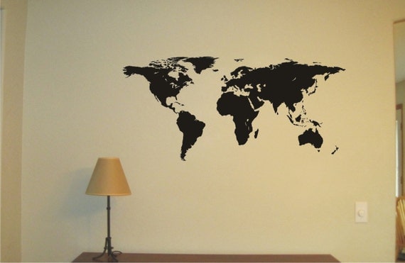 WORLD MAP Vinyl Decal Wall Sticker Wall Tattoo