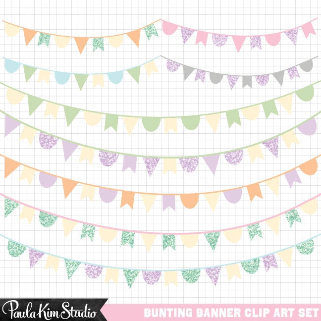 Clip Art Bunting Banners Easter Pastel with by PaulaKimStudio