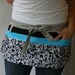 Utility Apron/Teacher Apron with 8 pockets and hook in Black and White monuments with aqua accent and houndstooth