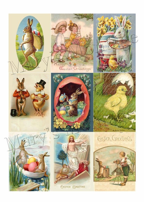 Vintage Easter ImagesCollage sheets set of 3 sheets 26