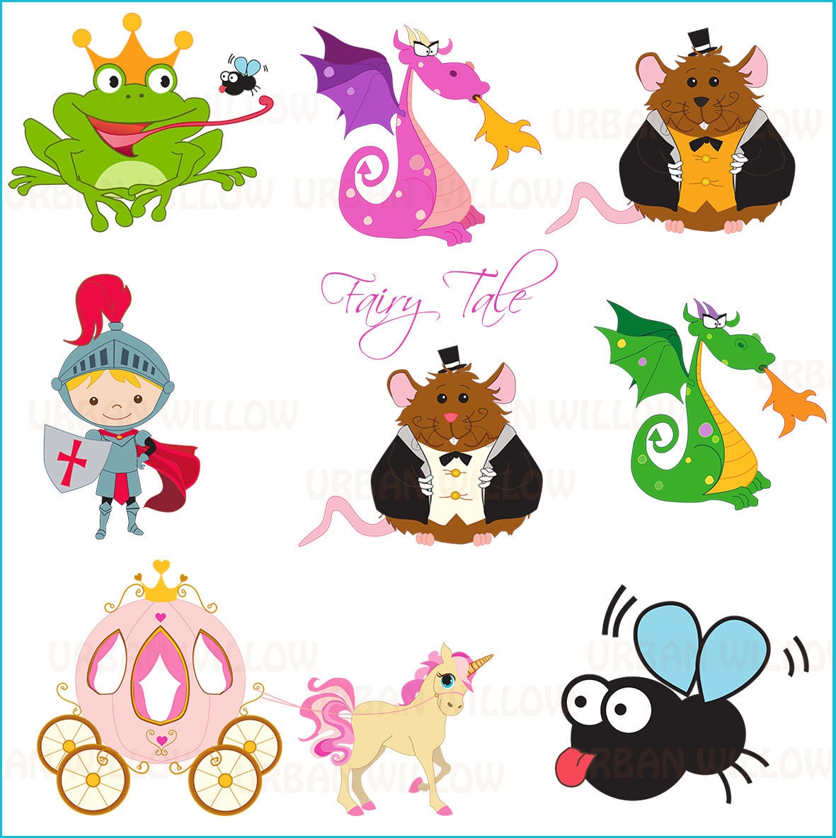 PRINCESS Fairy Tale Clipart Clipart Dragon Graphics Castle