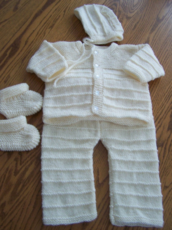 Items similar to New Hand Knit 4 PC Set for Baby Boy 6 Months on Etsy