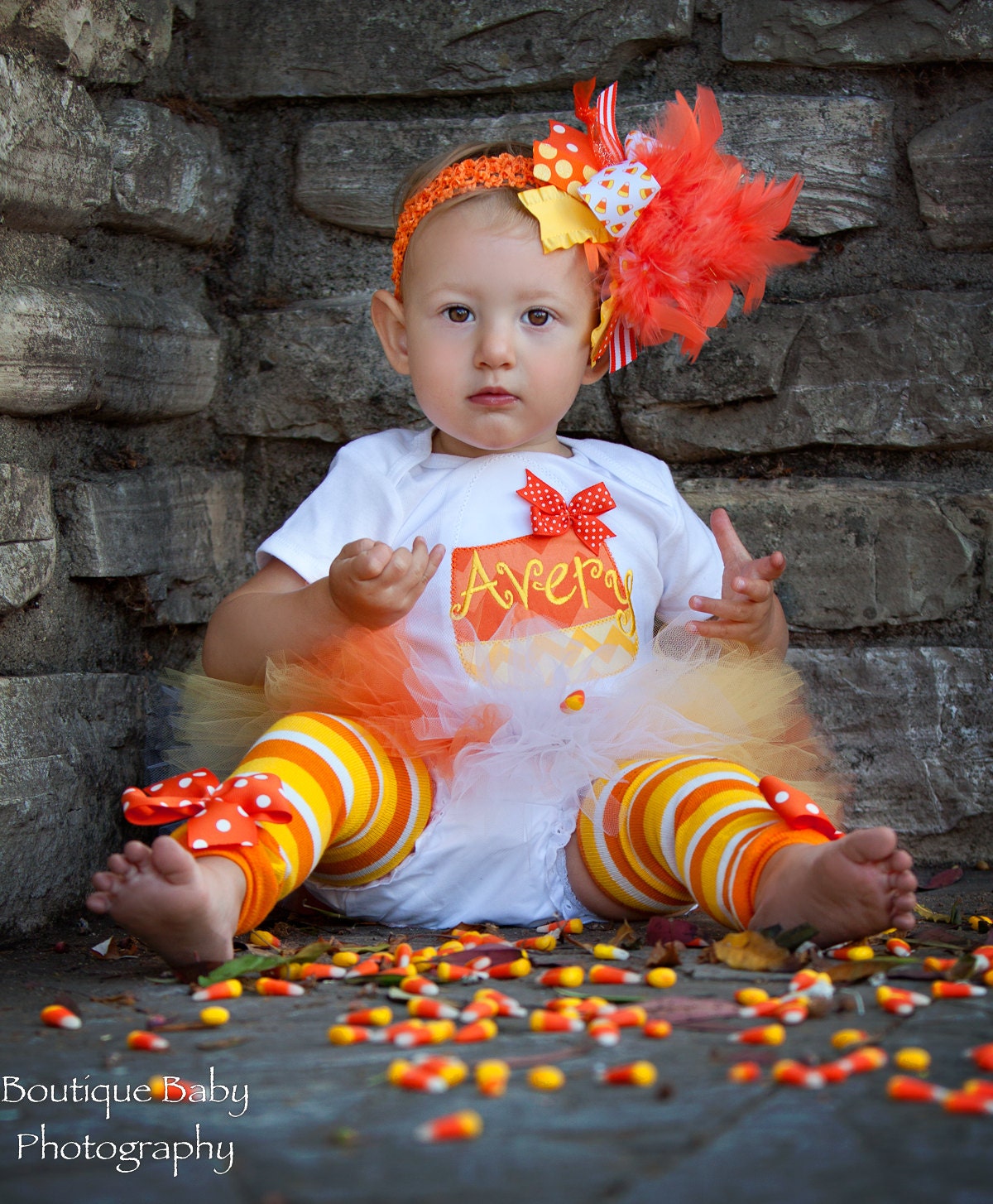 FREE SHIPPING Baby Girl Tutu Outfit for Halloween Candy Corn