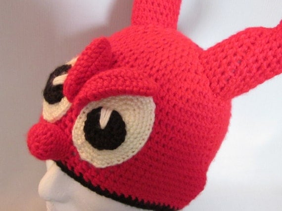 Crochet Devil hat with horns Earflap Hat Crochet Beanie