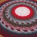 Hand Crochet multicolor Rug with expressive patterns , 40'' in diameter