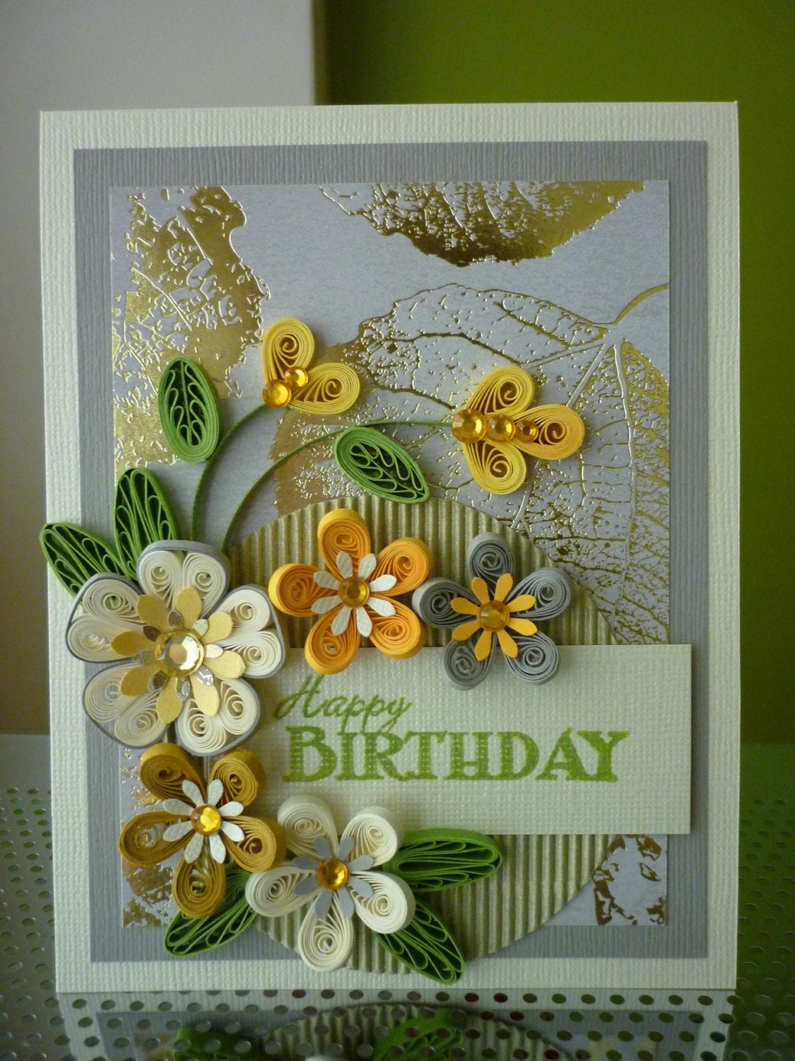 Handmade Paper Quilling Autumn Happy Birthday Card