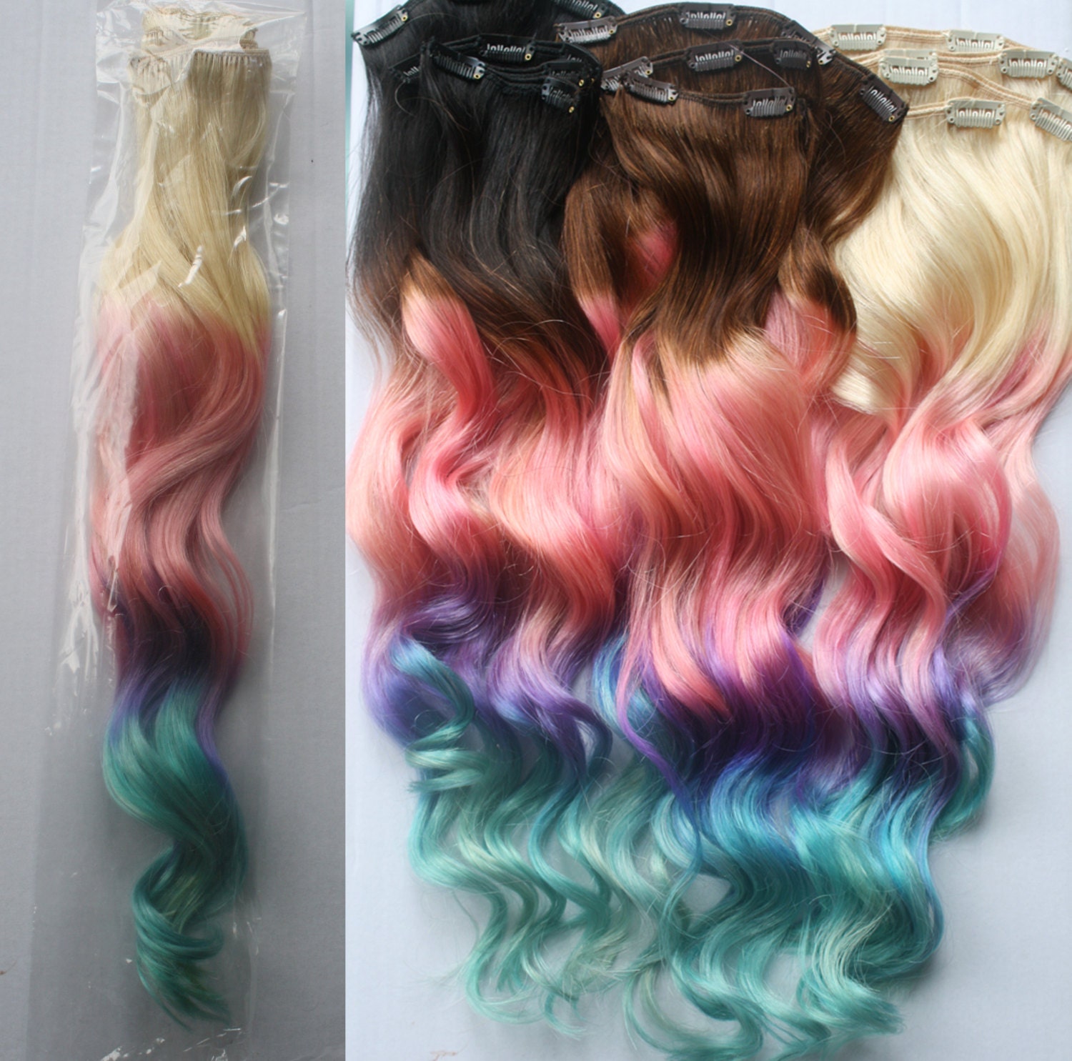 Clip In Pastel Hair Extensions Pink Hair Hair Weave Wide