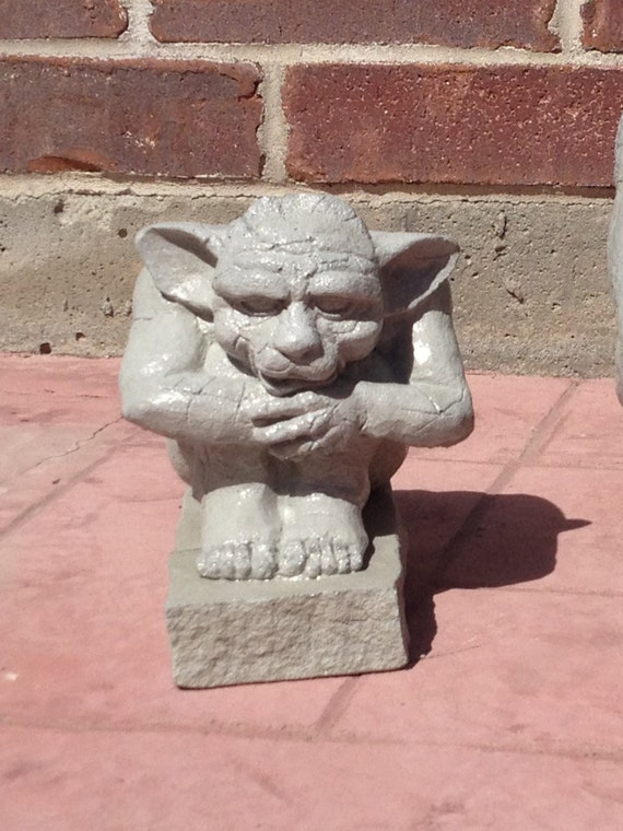 Concrete Crouching Gargoyle Statue SPRING by ConcreteYardDecor