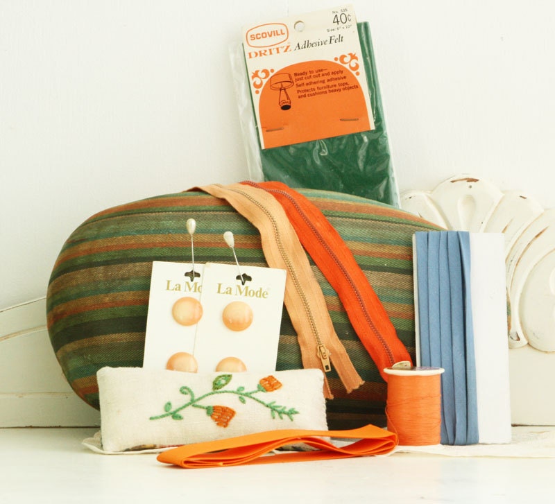 Vintage Sewing Accessories Old Sewing Collectibles Orange