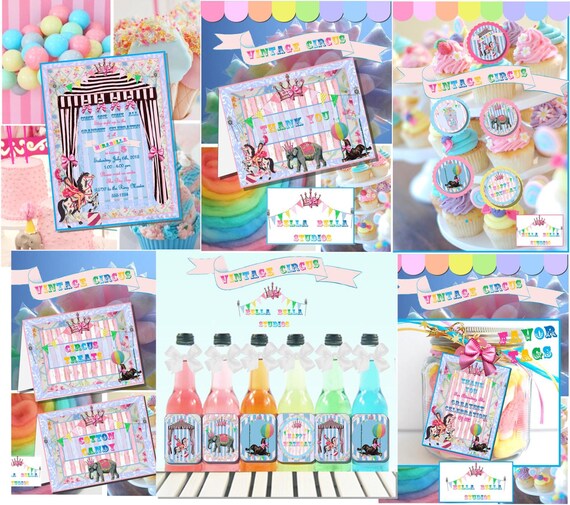VINTAGE CIRCUS Party CARNIVAL - Custom Printable Party Collection by Bella Bella Studios Il_570xn