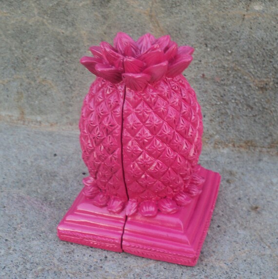 Hot Pink Pineapple Bookend Bright Girly Home Decor