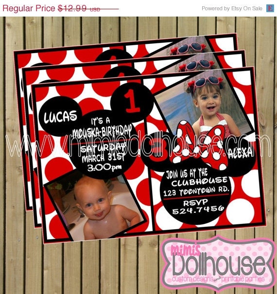 Mickey Mouse Invitation- Minnie Mouse Printable Invitation- Birthday Invitation- JPEG/PDF Il_570xn