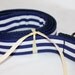 Navy and White Belt Striped Ribbon Belt Nautical D Ring Belt Preppy Adult Belt Navy Stripe Narrow Belt Teen Belt Navy Blue Belt Ladies