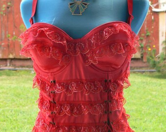 red Boned Corset size 42d
