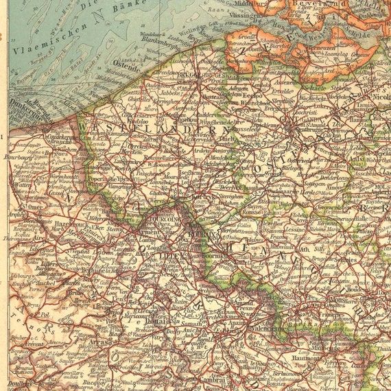 Large Map Of The Netherlands And Belgium 1922 Antique