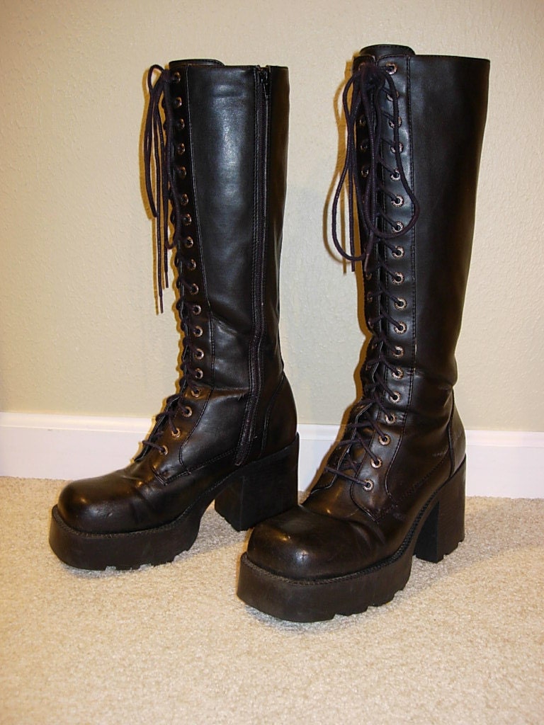 90s knee high platform boots
