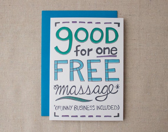 Free Massage Card Anniversary Birthday Or Just Because Card