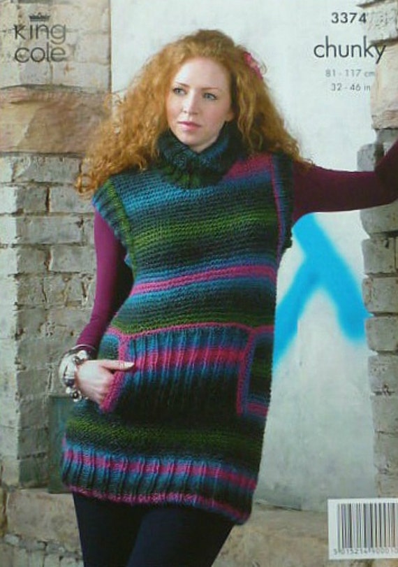 Womens Knitting Pattern K3374 Ladies Sleeveless Polo-Neck Long