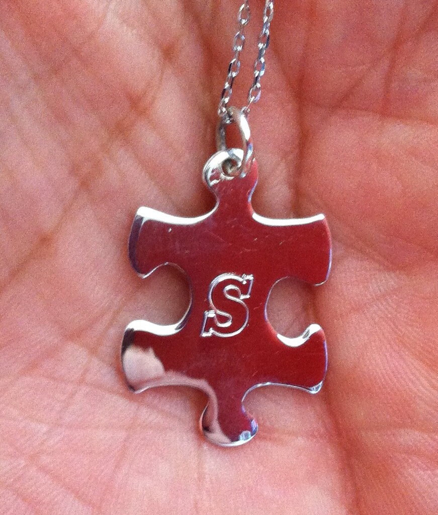 Sterling silver Puzzle piece necklace Set of 5personalized