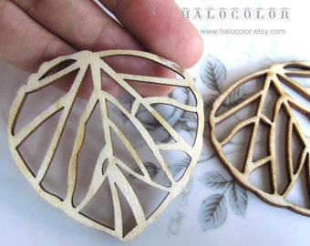 50x50mm Pretty Nature Leaf Wooden Charm/Pendant MH041 11