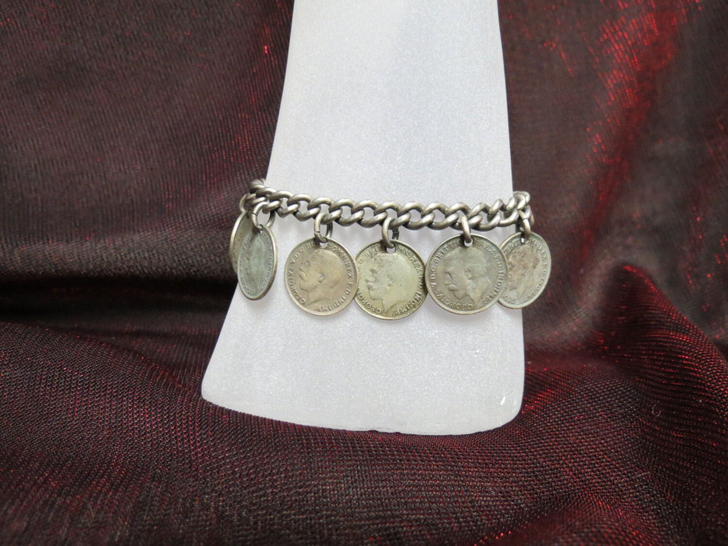 Sale Vintage 3 Pence Souvenir Bracelet by KansasKardsStudio