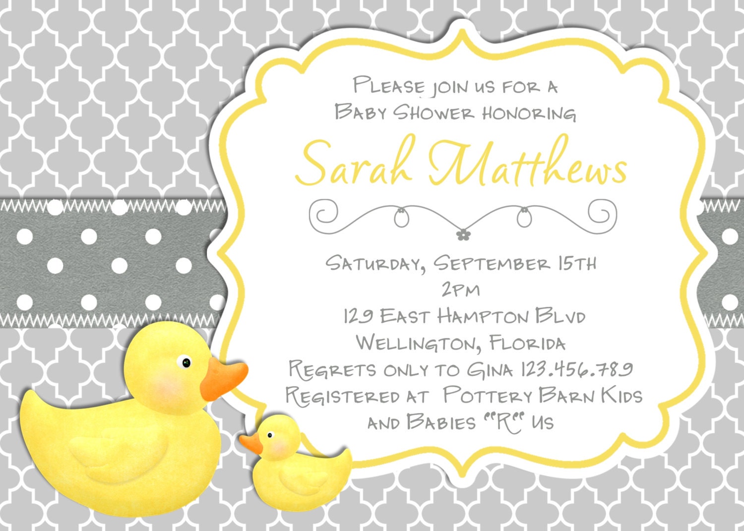 Yellow Duck Baby Shower Invitations 5