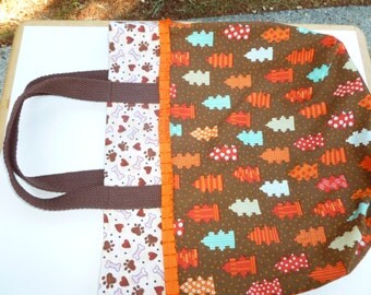 Children's paw print and fire hydrant tote bag