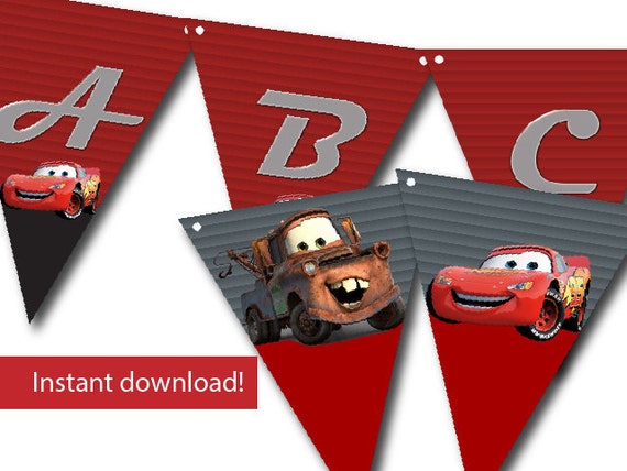 cars lightning mcqueen pennants birthday party by