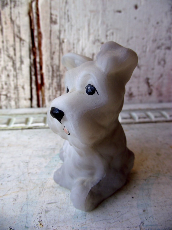 Vintage Fenton Glass Dog Scotty terrier puppy figurine signed