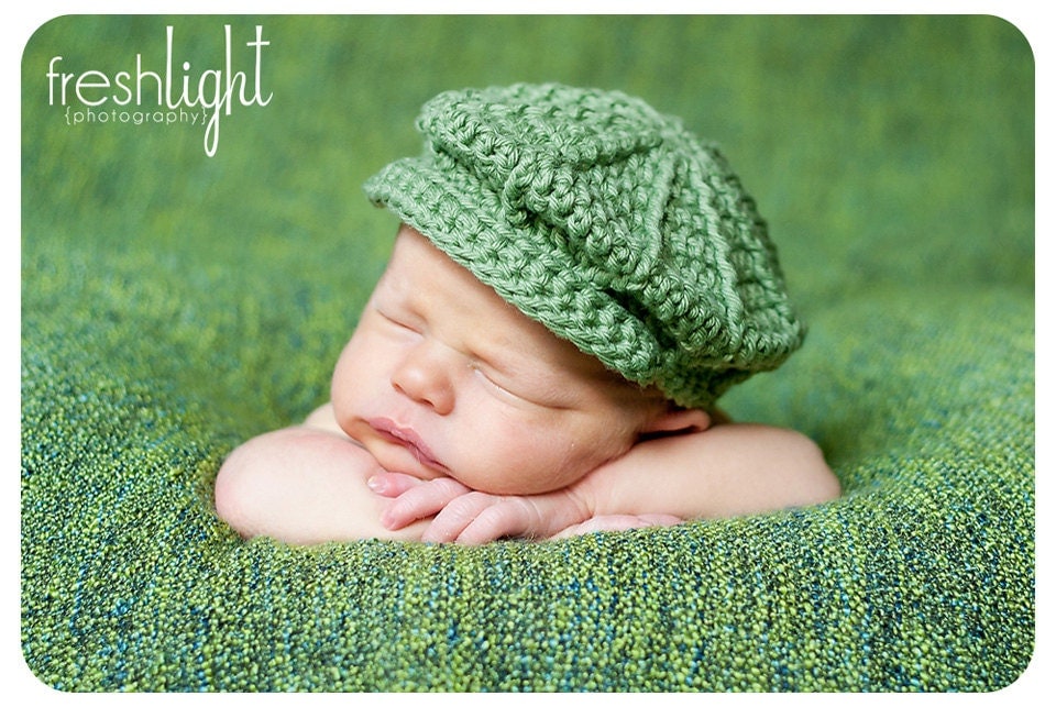 Crochet Baby Newsboy Hat Pattern for Newborn to Toddler