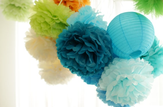 6  Large Tissue Pom Pom - pick your colors