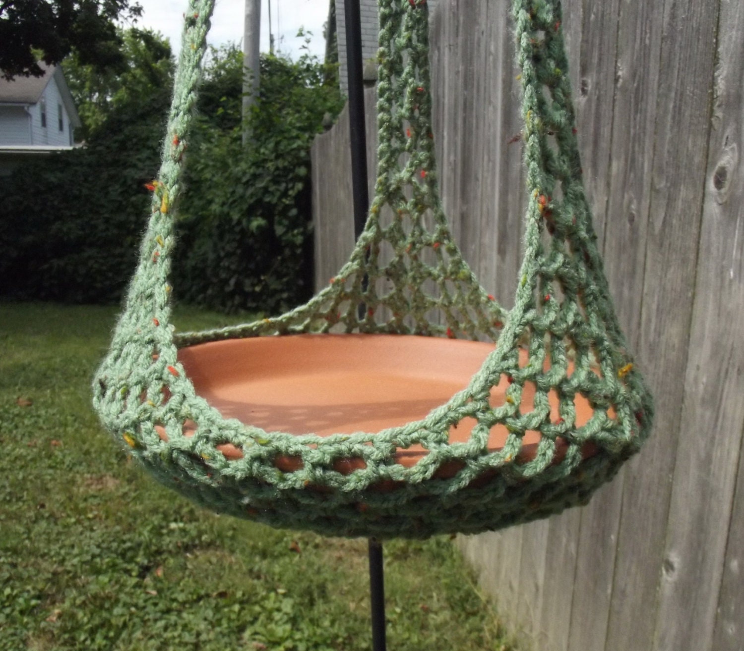 Plant Hanger/Bird Feeder Indoor Outdoor Crochet by CraftCoalition