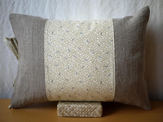 12"x16" Decor Pillow - Cotton Bonsai Print with Linen Borders - Taupe/Ivory - Holiday Gift, Housewarming Gift, Wedding Gift