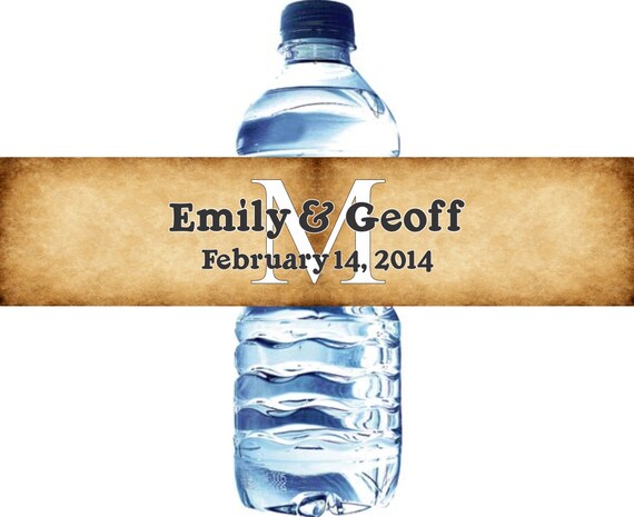 100 Rustic Parchment Water Bottle Labels - Printed labels - Any colors available Il_570xn