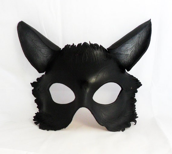 Black Cat Leather Half Mask