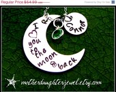 christmasinjuly ON SALE Personalized Necklace - Hand Stamped Mommy Jewelry - "I Love You To The Moon and Back" - Half / Crescent Moon