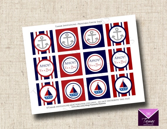 Printable Nautical Sailboats and Anchors Party Favor Tags - INSTANT DOWNLOAD Il_570xn