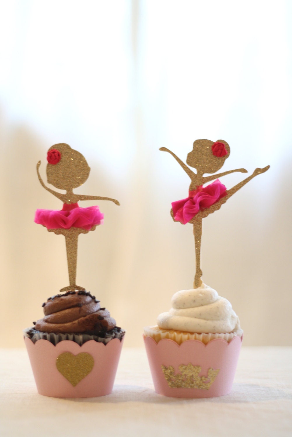 Ballerina Cupcake Toppers Multi layered. 12 Toppers
