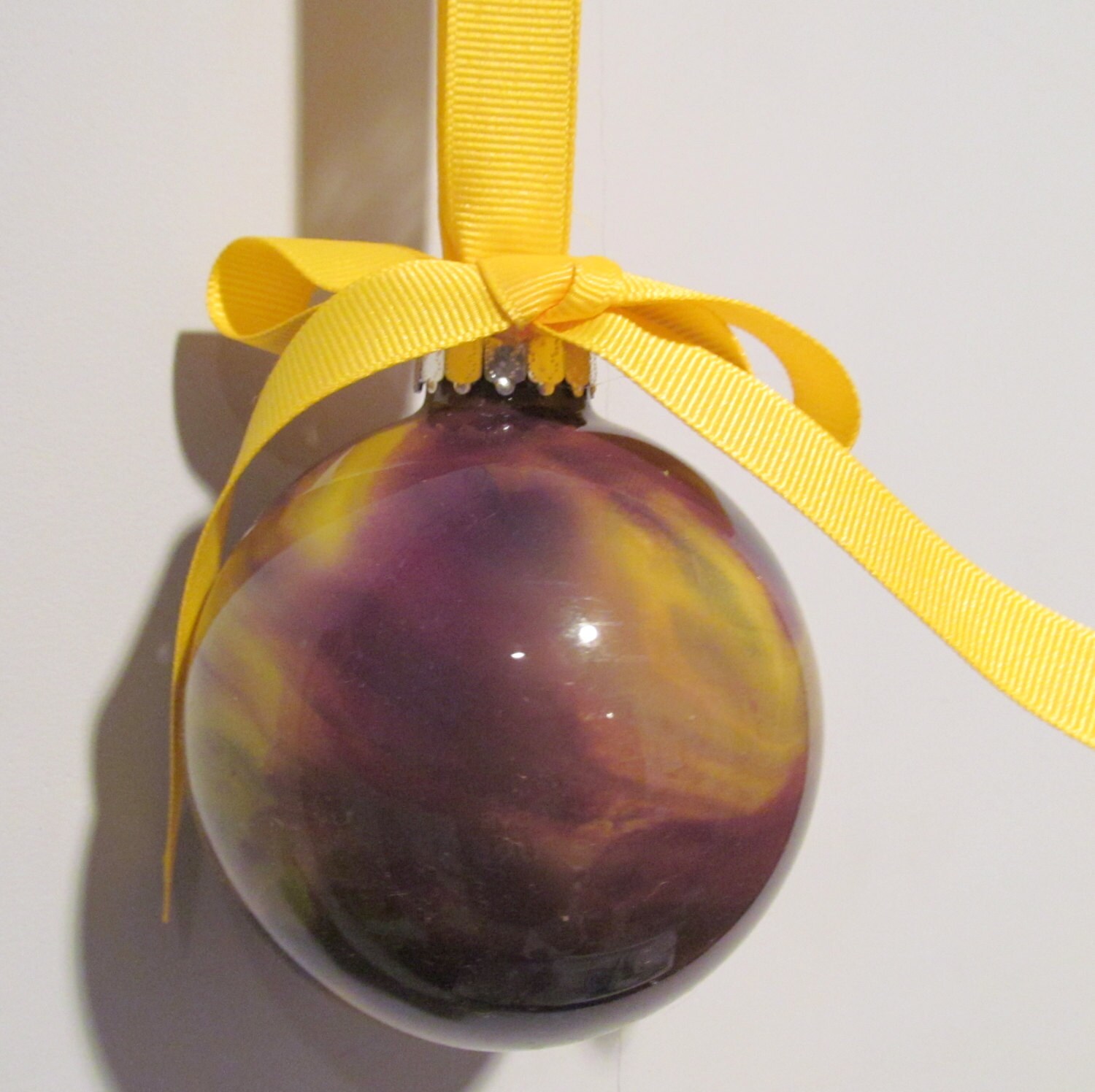 Large Purple and Yellow Glass Painted Bulb