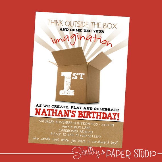 Cardboard Box Birthday Invitation