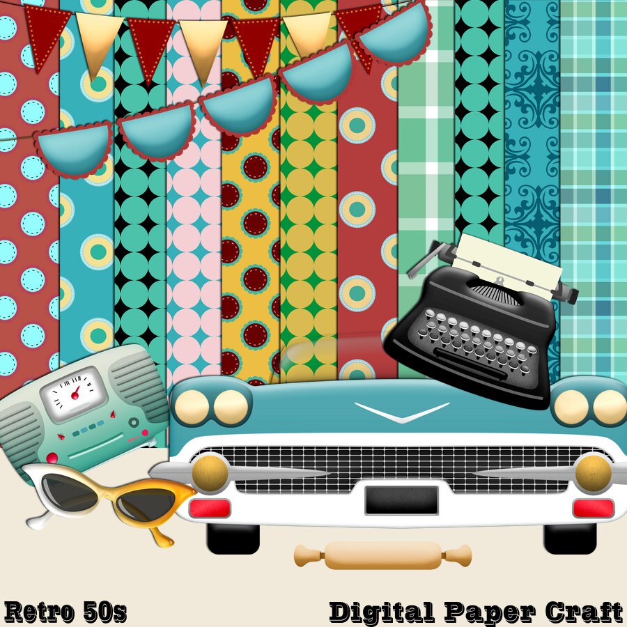 Retro scrapbook 50s scrapbook Scrapbooking Kit 1950's