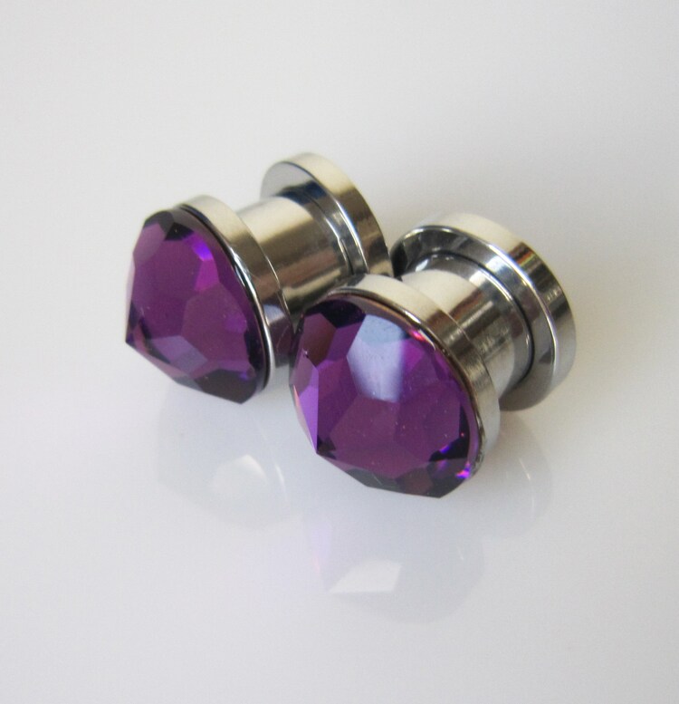 00 Gauge Amethyst Swarovski Crystal Ear Plugs by MySmallEscape
