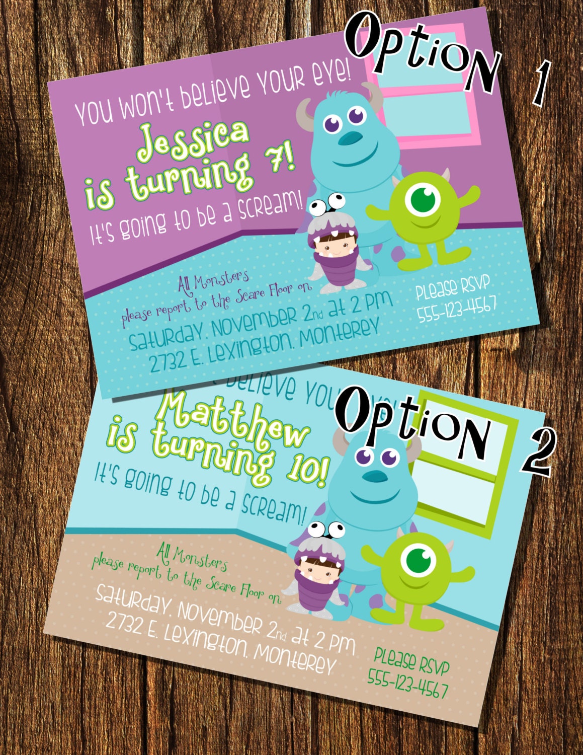 Monsters Inc Inspired Birthday Invitation