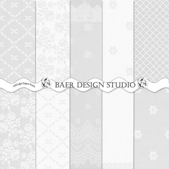 White Digital Paper White Lace Digital Paper Gray Lace