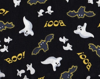 Ghost, Spooky Eve by Quilting Treasures, Bat Fabric, Halloween Fabric, Ghost Fabric, Black Fabric, 01510