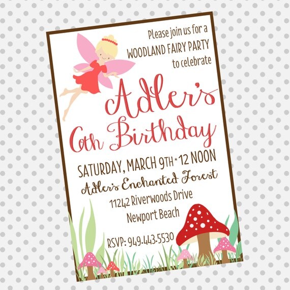 Custom Woodland Fairy Birthday Invite - Fairy Party Invitation - Fairy - Party Supplies Il_570xn