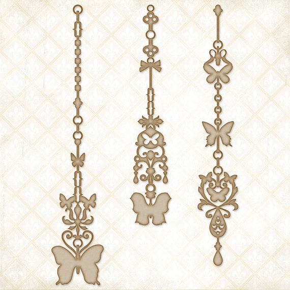 Blue Fern Studios Chipboard - Flutter Page Dangles